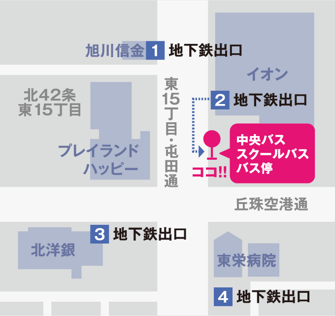 無料送迎バスのバス停位置